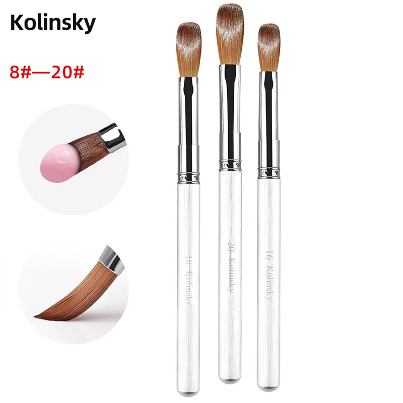 1 قطعة كولينسكي السمور مسمار فرشاة فنية جل الأشعة فوق البنفسجية من الإكليريك تمديد القلم طلاء الأظافر اللوحة فرشاة الرسم 8 # -20 #