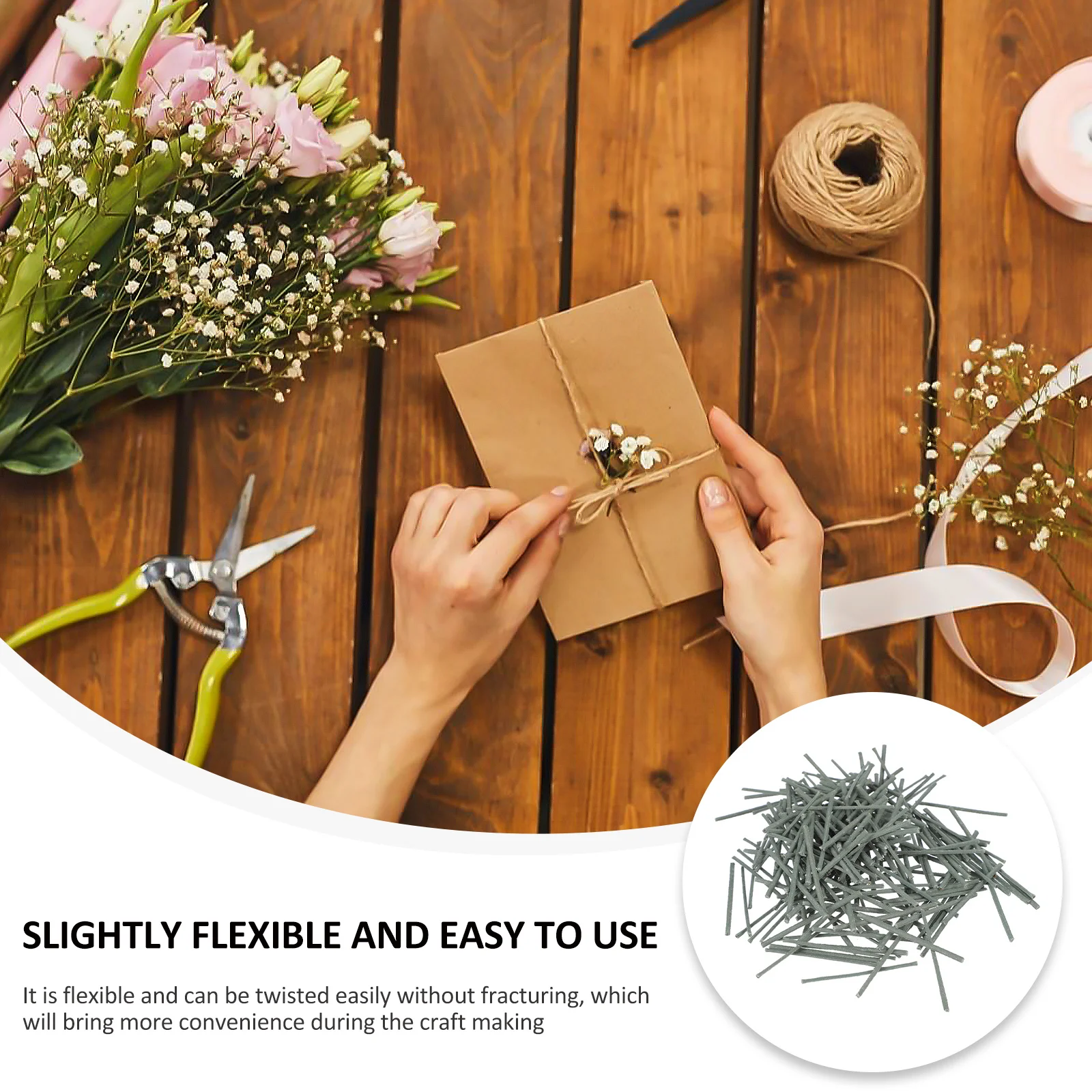 400Pcs DIY Flower Stem Wire Artificial Iron Wire Floral Stems Tools Plant Sticks for Handmade Flowers Floral Arrangement