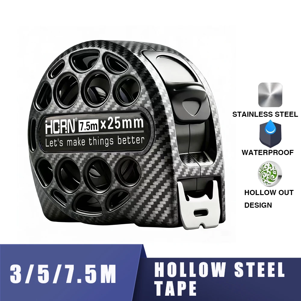 Carbon Fiber Tape Measure - Waterproof, Dual Metric/Imperial, High Precision, Wear-Resistant, with Clip & Carabiner