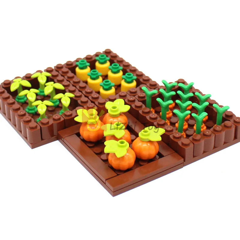 MOC Bricks Plant Stem with Bar Carrot Top Twig Club Compatible Building Block Compatibel 33172 33183 Vegetable Food Farmland Toy view 6