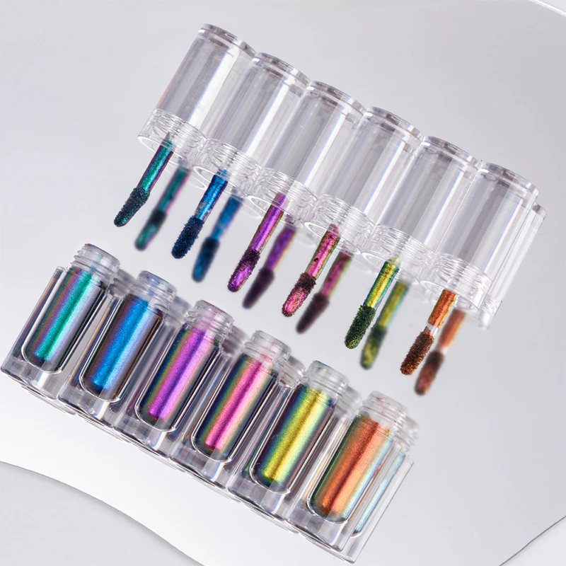 HNDO Small Tube Liquid Type Mirror Chrome Powder with Brush Inside for Professional Nail Art Decor Manicure Nail Glitter Pigment