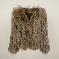 Warm Fur Jacket Daily Commuting Double-sided Fashion Thickened Woven Fur Women 2024 Autumn Winter New Natural Raccoon Fur Jacket