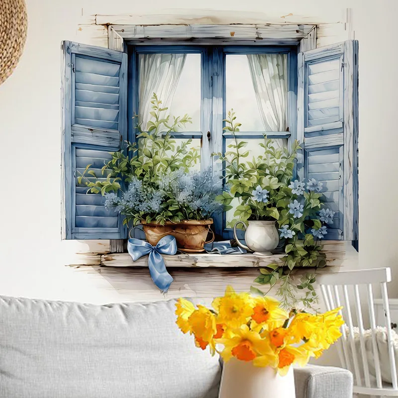 Blue PVC Wall Decals, 23.6x11.8
