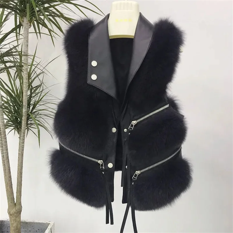 Winter New Korean Imitation Fox Fur Waistcoat Short Fur Vest Female Vestcoat sleeveless High Quality Fur Vest Jacket Women 2025