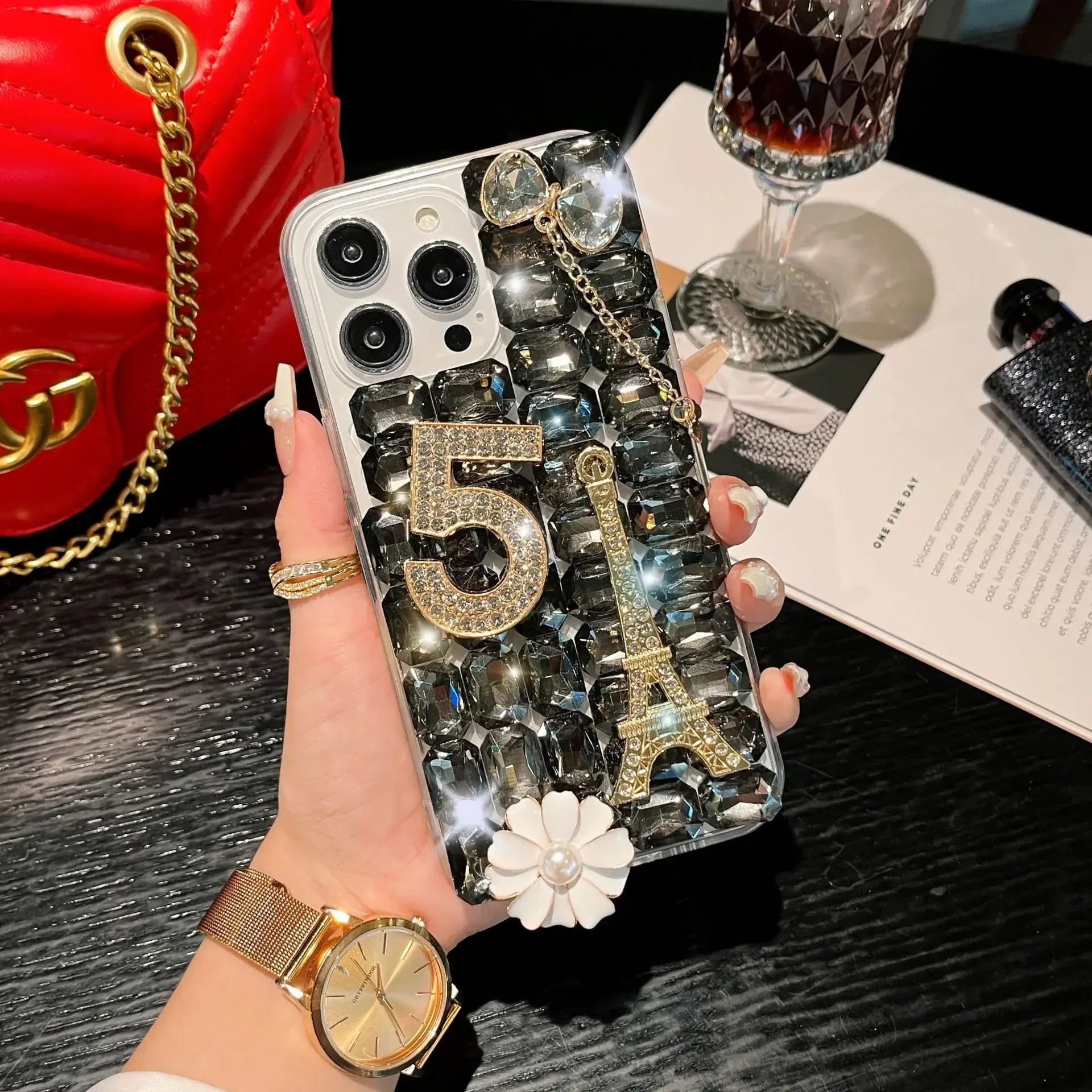 

Luxury Diamond Inlaid Rhinestone Tower Phone Case, Cover for Xiaomi Redmi 9A, 9C, Note8, 9Pro, Note10S, Note11 Pro, 12Pro