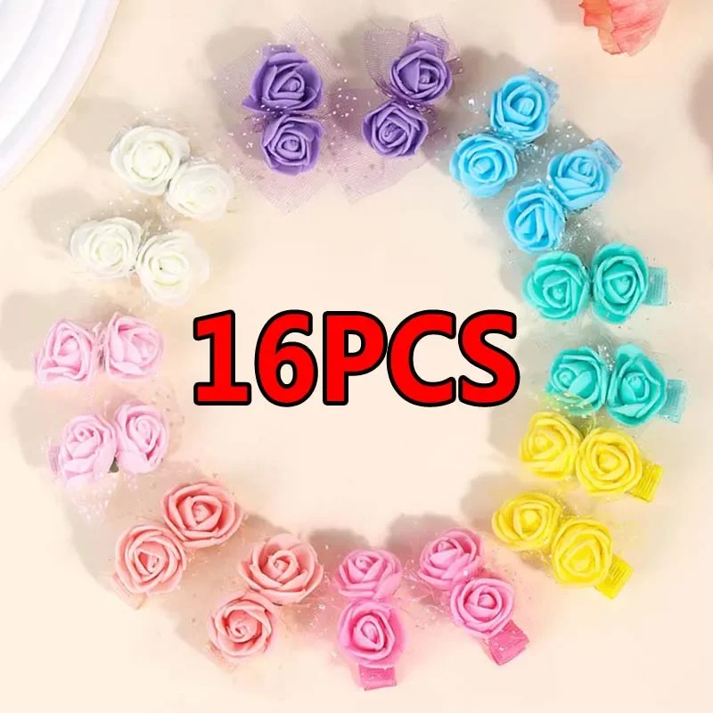 

ncmama 16Pcs Colorful Rose Flower Hair Clips Mesh Flower Hairpin for Kids Girls Cute Handmade Barrettes Kids Hair Accessories