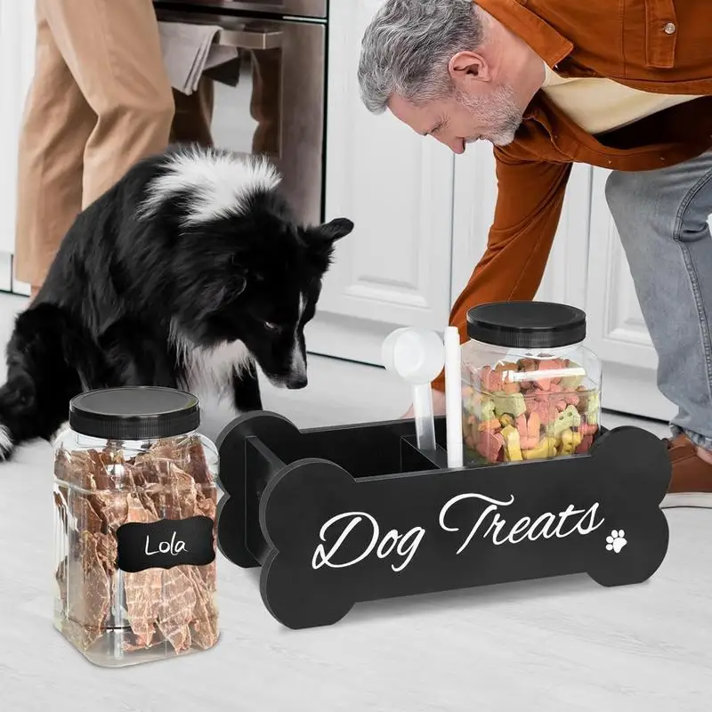 Dog Treats Container Dog Treat Jars Airtight Large Capacity Household Partition Sealed Can Storage Box Includes Bottles Spoon