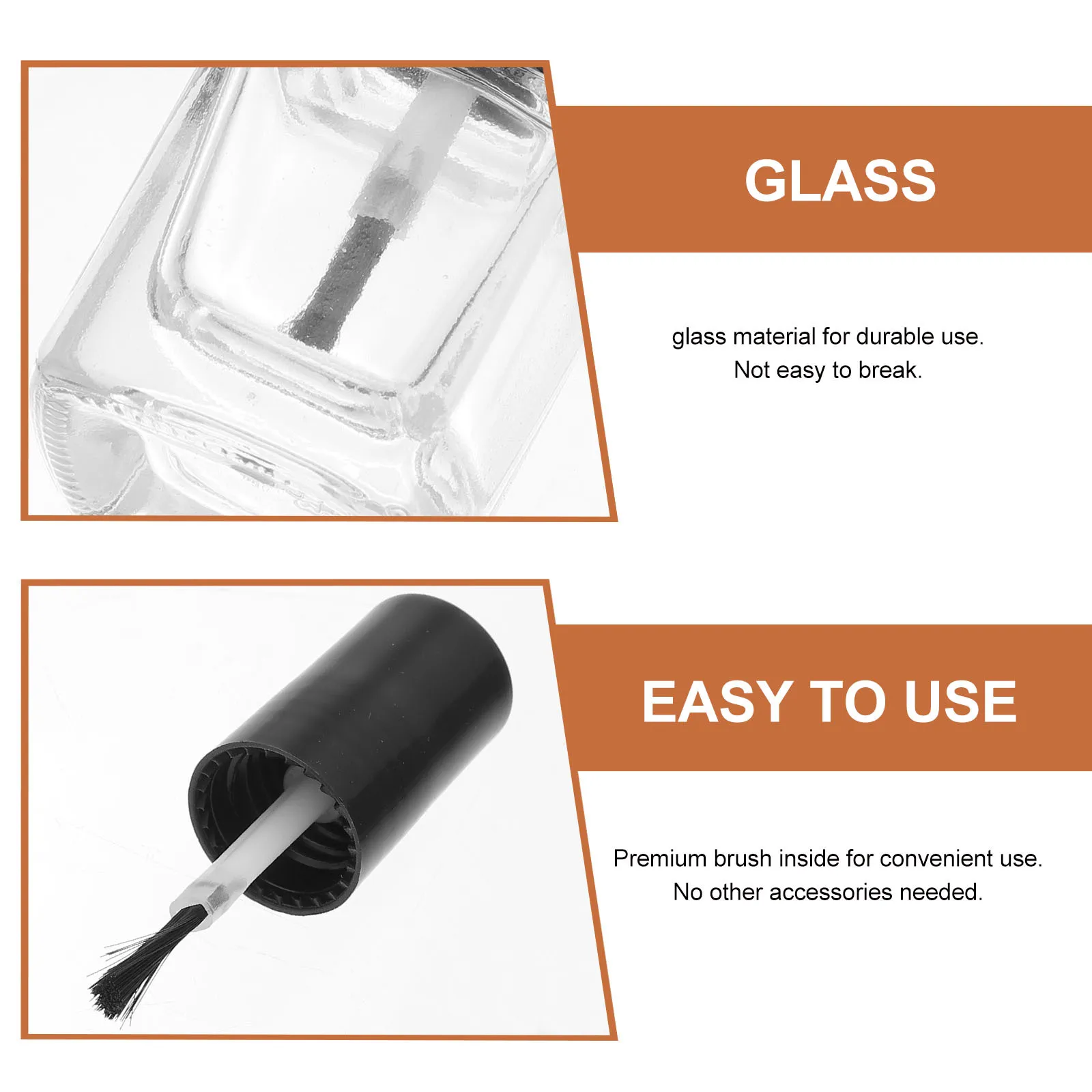 Bouteilles de vernis à ongles vides, brosse Premium à l'intérieur, Portable, utilisation en voyage, 5Ml 10Ml 15Ml, récipient de vernis à ongles en verre transparent, déversement, 3 pièces