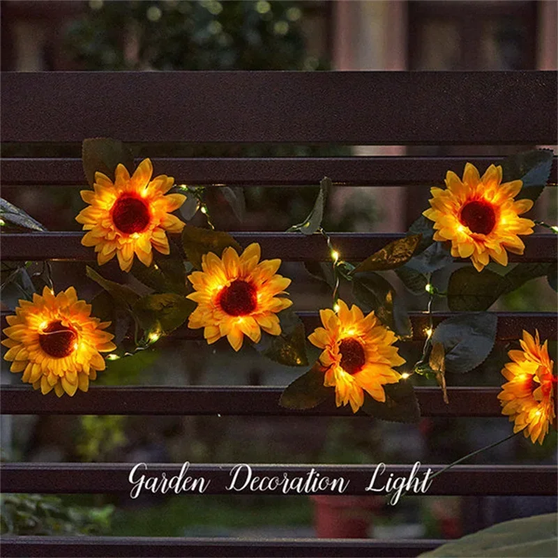

Garland Solar Light for Garden Decor Outdoor Christmas Wedding Party Decoration LED Fairy Lights Solar Sunflower String Lights