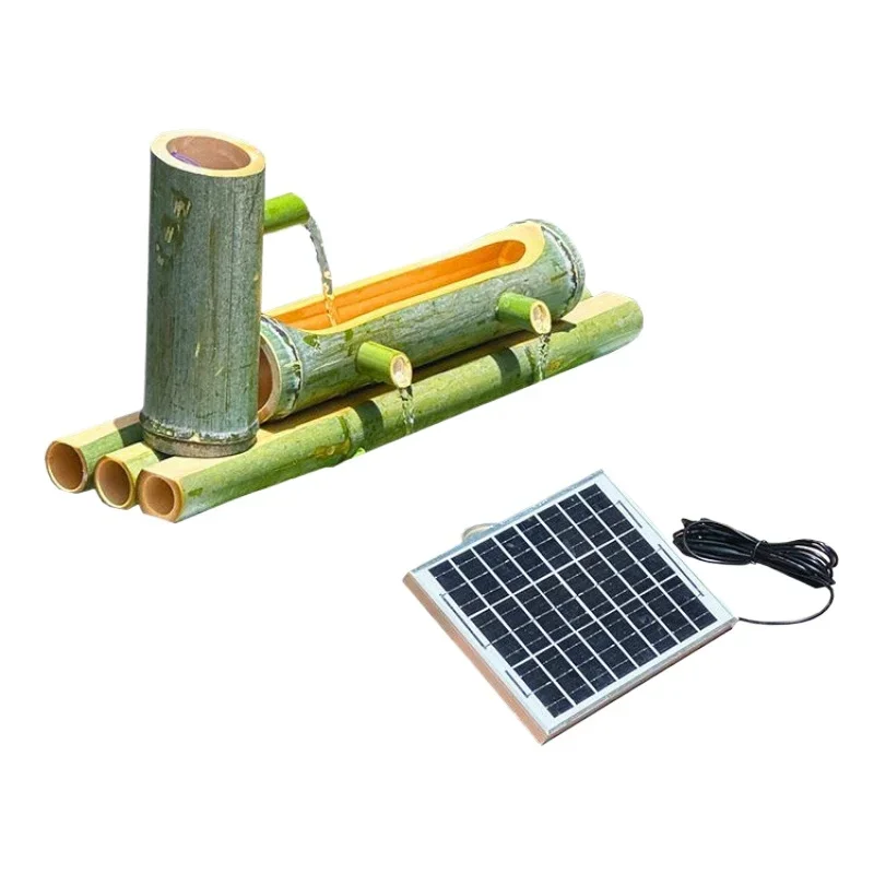 

Solar bamboo water flow device fish tank filtration oxygen generation aerobic ornament decoration