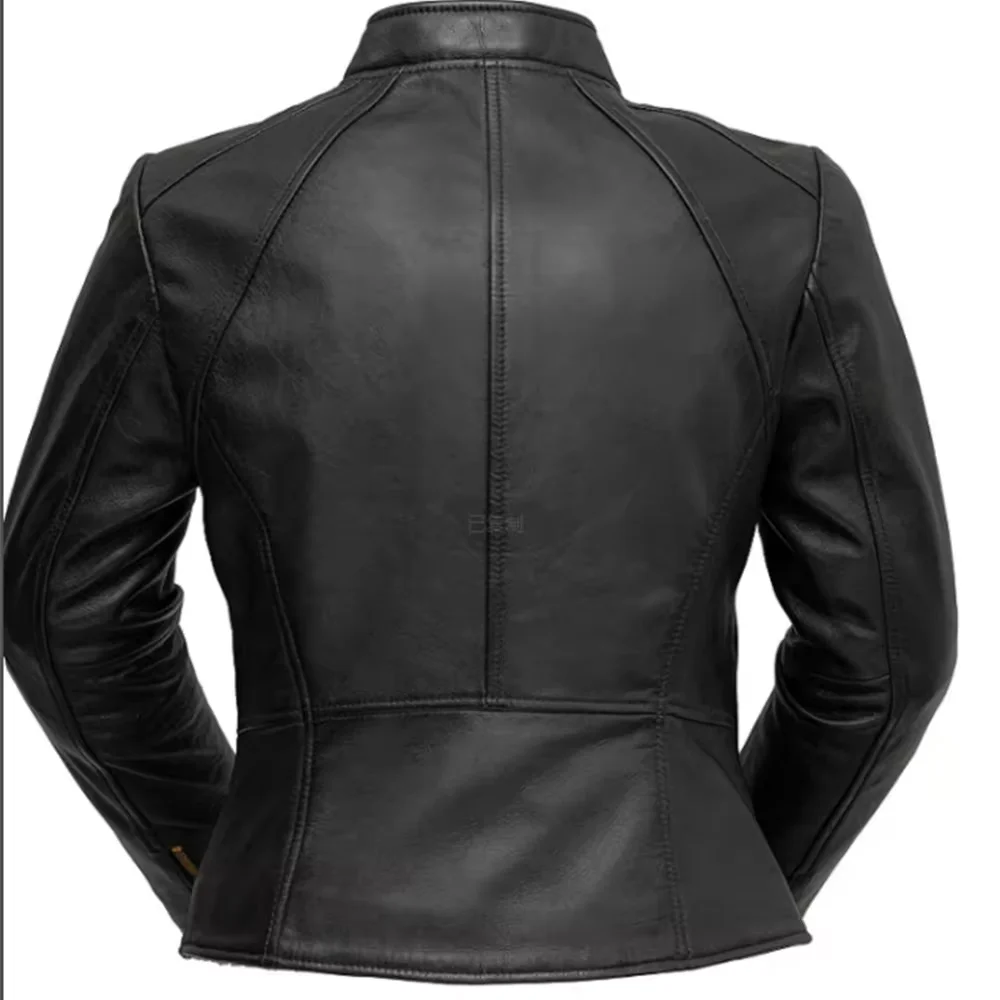 Plus Size Women's Artificial Leather PU Casual Jacket Stand Collar Zipper Up Slim High Street Leather PU Jacket Outerwear New