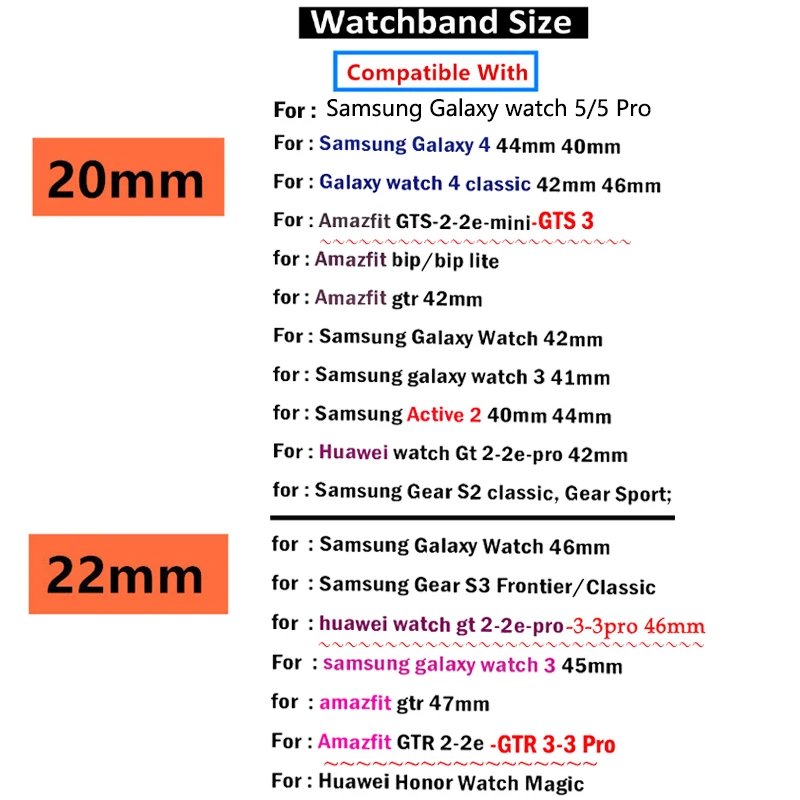 삼성에 적합한 갤럭시 워치 4, 5, 6, 화웨이 워치 GT2, 어메이즈핏 GTR용 나일론 링 스트랩, 조절 가능한 섬유 팔찌, 22mm, 20mm