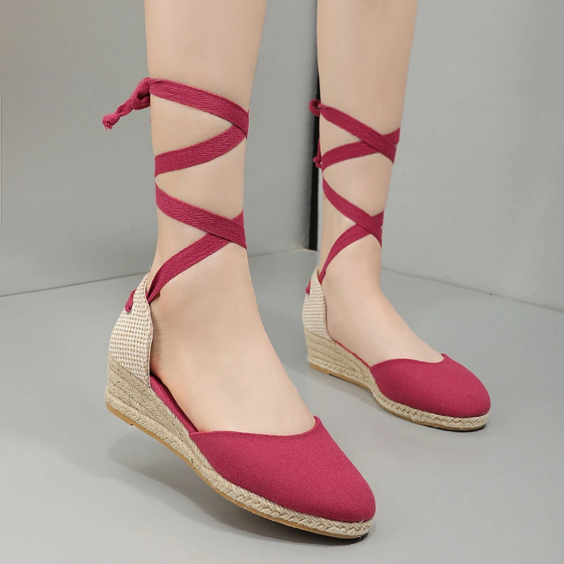 

Sandals for Women 2026 Grass Woven High Heels Summer Strap High Heels Linen Soled Shoes Strap Hemp Rope Wedges Shoes for Women