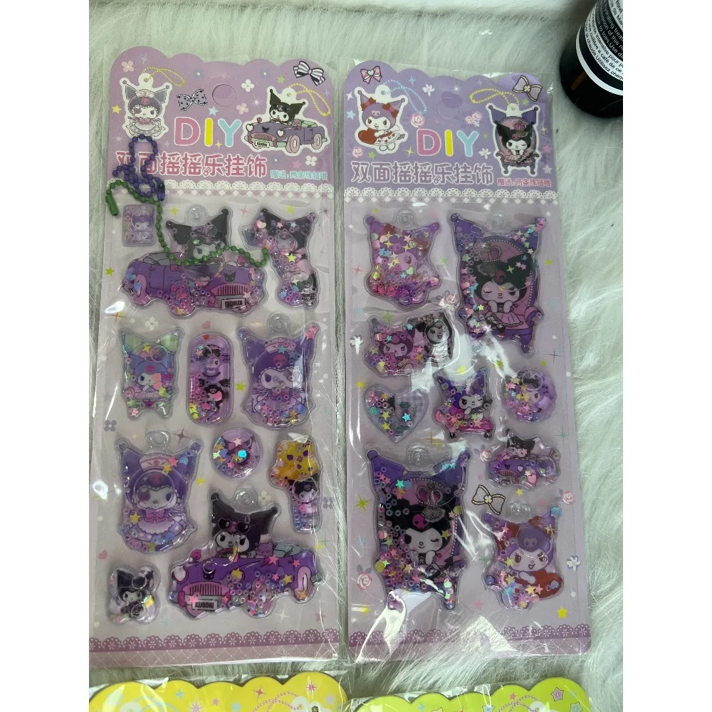 

NewSanrio 3D Flowing Hemp Shake Shake Music Flowing Sand Pendant Planner Phone Case DIY Water Injection Decoration Sticker Gifts