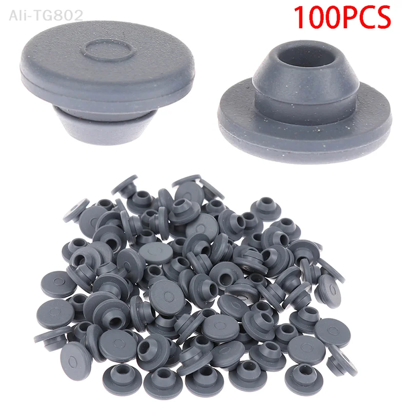 100Pcs Self-Sealing Rubber Stoppers for 13mm Glass Bottles - Injection Ports Lab Supplies