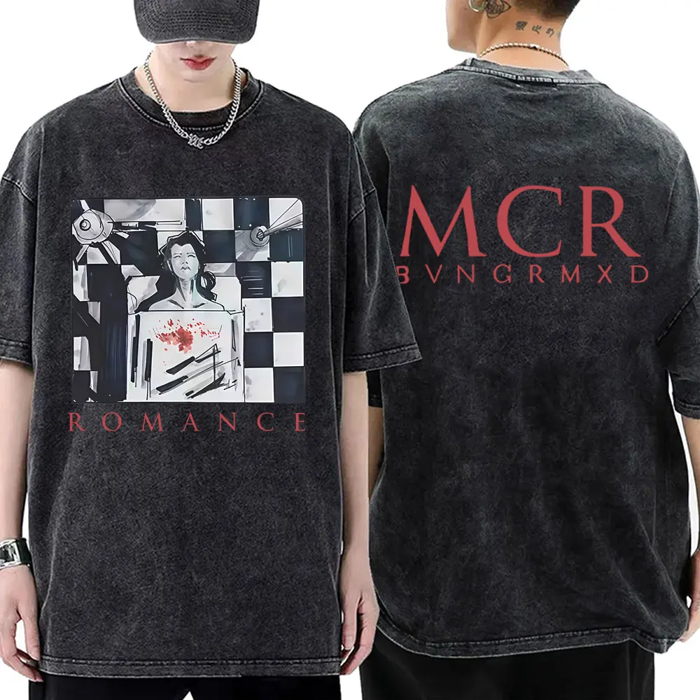 

My Chemical Romance Punk Emo Band Washed Vintage T-shirts Men Women Retro Classic Gothic Rock T Shirts High Quality Streetwear