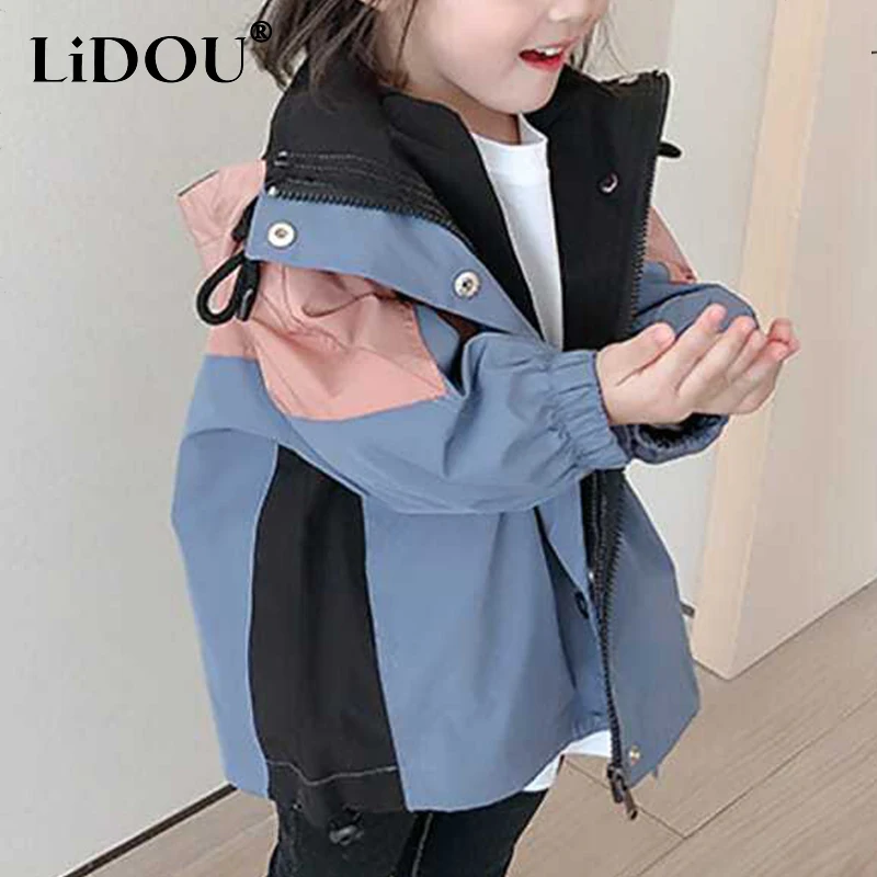 2023 autunno coreano moda Anime giacca per ragazze sport Chic contrasto colori cappotto per bambini dolce carino Kawaii vestiti per bambini sciolti