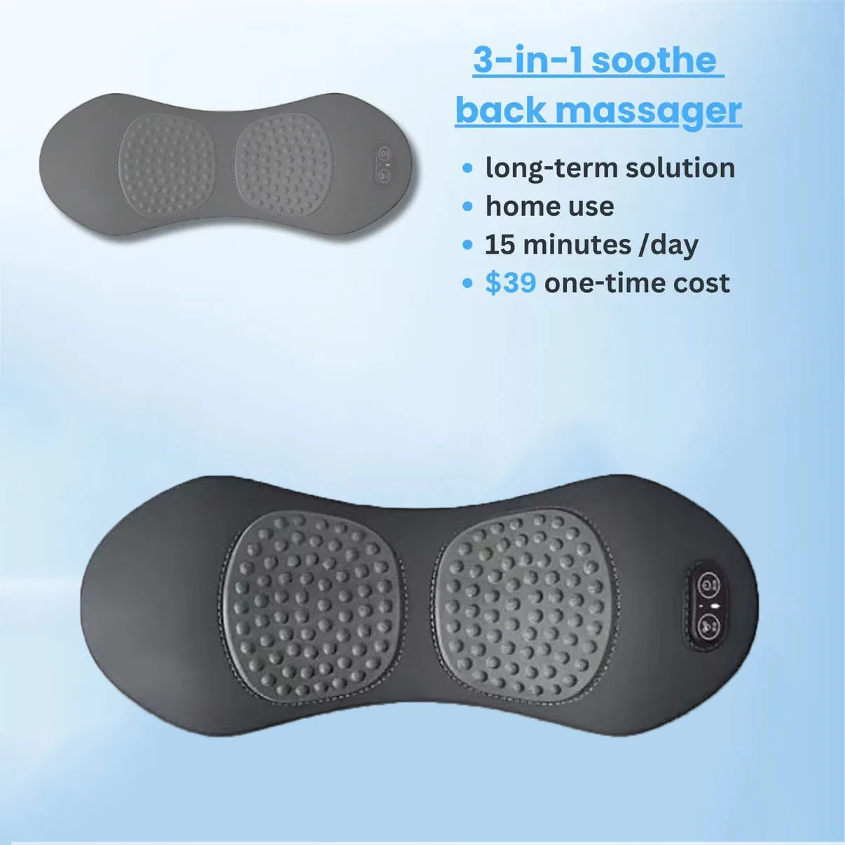 

New 3-in-1 Back Massager with Relief Bed Sleeping Shiatsu Deep Tissue Portable Shoulder Lower Back Pain Relief Waist Massager