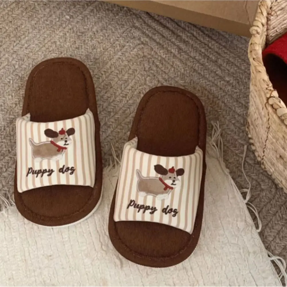 

Cute Soft Bedroom Slippers Cartoon Home Wear Shoes Cotton Linen Shoes Silent Thick Sole Cute Puppy Slippers Girls