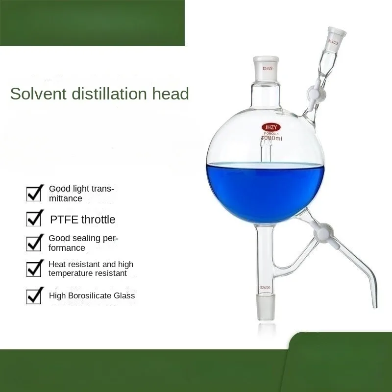 

Laboratory High Borosilicate Glass Distillation Head Solvent Distillation Head Double Tetrafluoro Piston 250/500ml