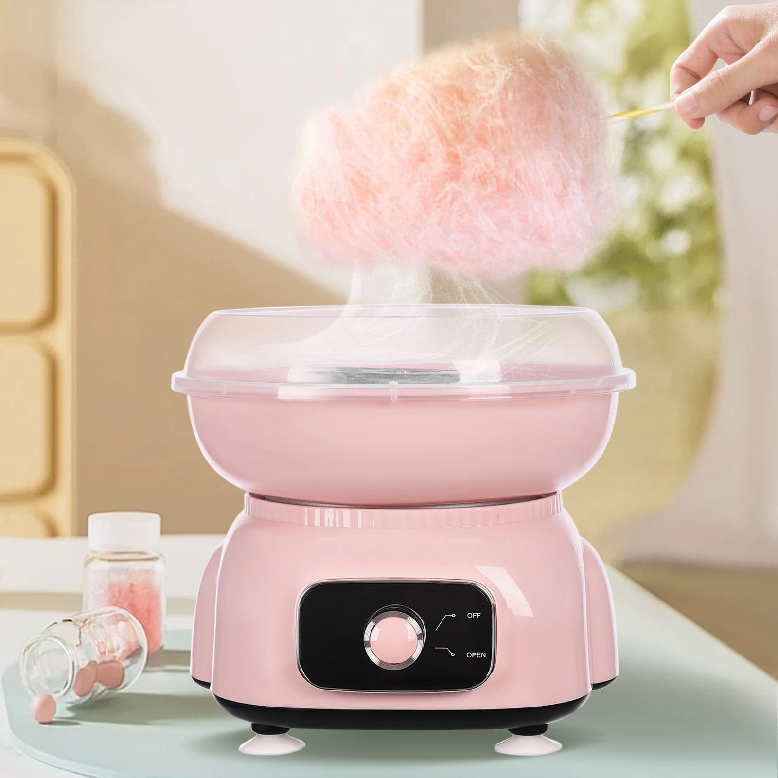 Máquina de algodón de azúcar de 500w, máquina de malvavisco portátil DIY, Mini máquina eléctrica de algodón de azúcar hecha a mano