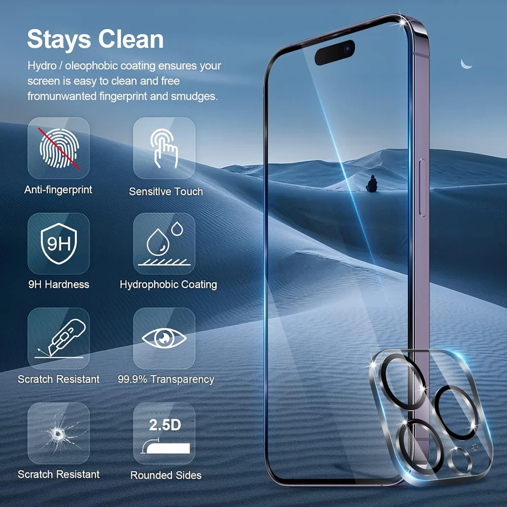 HD Screen Protection For iPhone 16 15 17 14 13 12 11 Pro Max Tempered Glass iPhone15 Pro Camera STB Film iPhone16 Plus 13 Mini