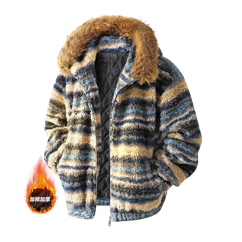 

Зимняя молодежная толстовка с мехом ягненка, мужская свободная хлопковая куртка в стиле ретро, модный теплый открытый кардиган, шерстяная верхняя одежда