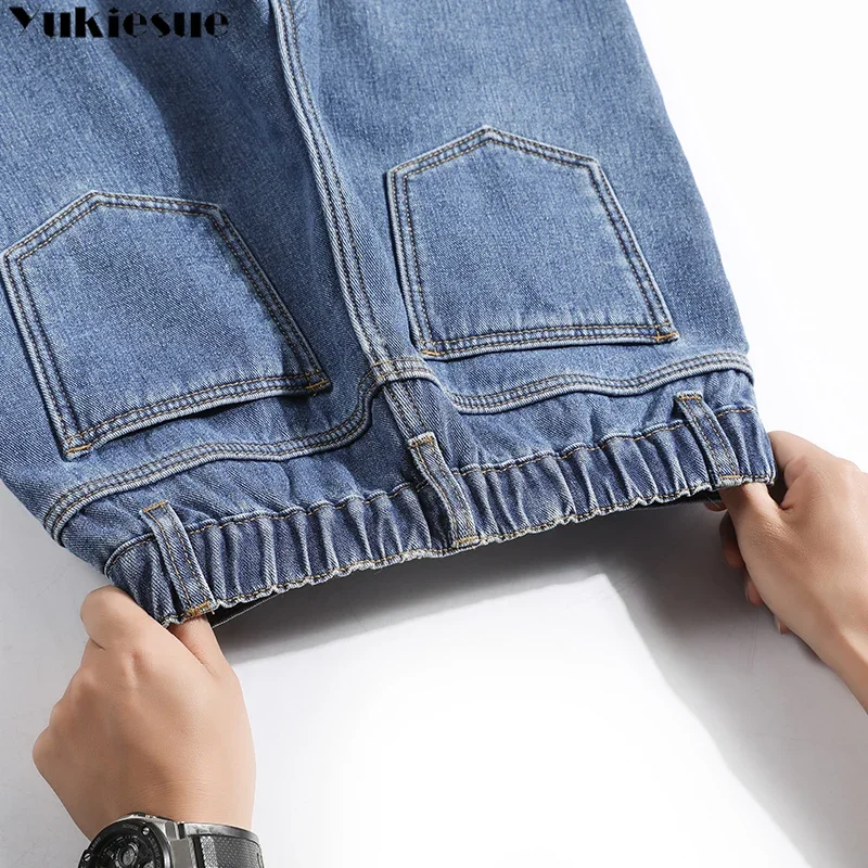 Inverno grosso velo quente solto mãe calças retas jeans feminino cintura alta casual streetwear feminino azul denim calças vestir