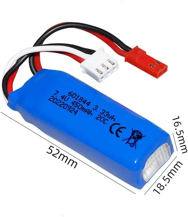 7.4V 450mAh 20C Lipo Battery JST plug for wltoys K969 K979 K989 K999 P929 P939 284131 1:28 high-speed RC car accessories