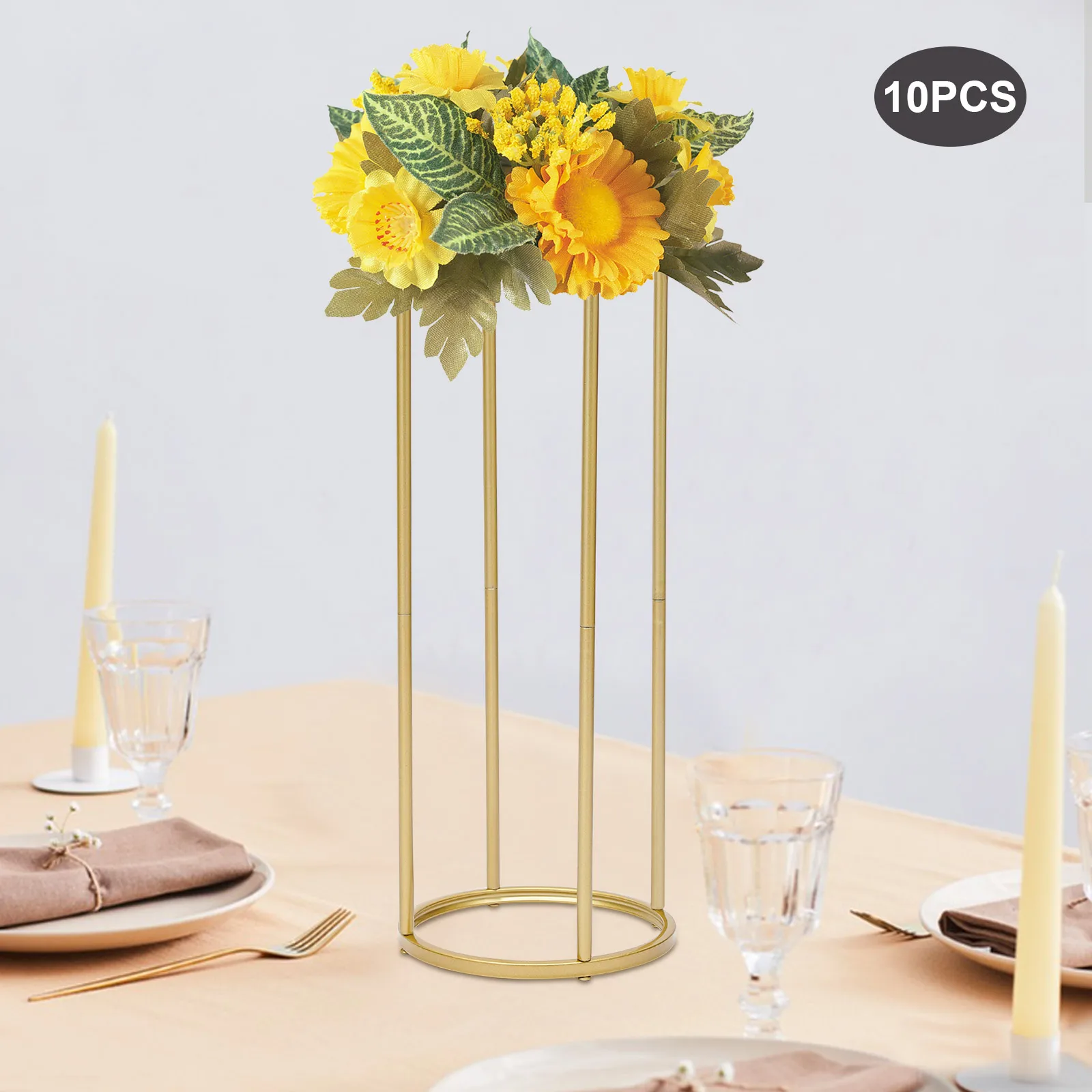 

10PCS Metal Flower Stand,Gold Vases for Centerpieces Wedding,Floral Display Rack,Weddings Flower Holder Decoration
