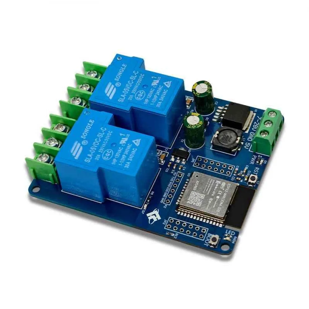 1Pc DC7-28/5V Power Supply WIFI Bluetooth 2-Channel 30A Relay Module Development Board ESP32 Secondary Development Relay Board