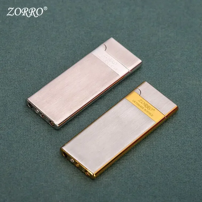 Zorro-Ultra-thin Inflatable Lighter, Cigarette Case, Grinding Wheel, Men\'s Toy, Cigarette Accessories, Easy to Put
