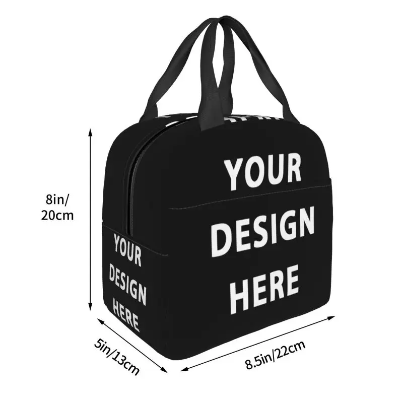 Your Design Here Lunch Bag Portable Custom Logo Letter Print Cooler Thermal Insulated Bento Box For Women Kids Food Tote Bags