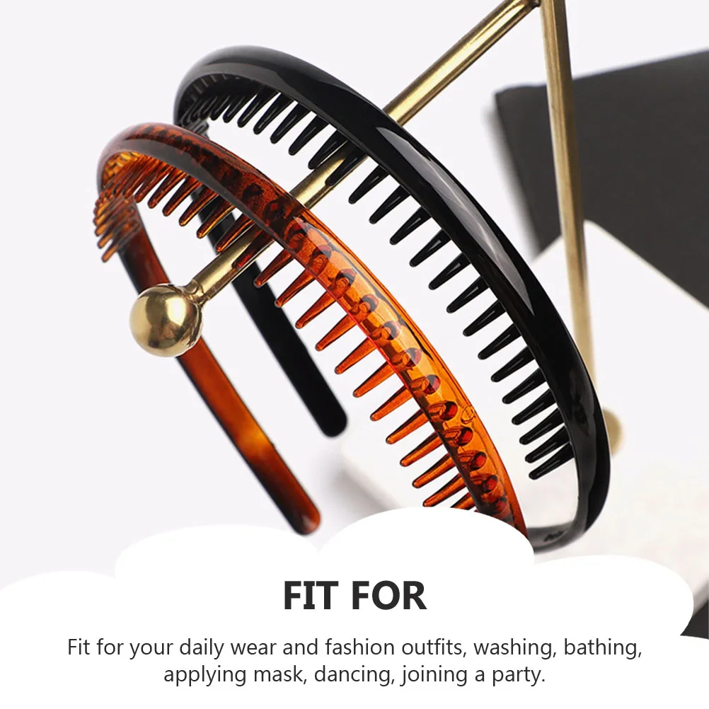 

4pcs Non-slip Headbands Hair Hoops Teeth Thin Resin Smooth Comfortable Sports Accessories Facial Mask Bathing Dancing Party