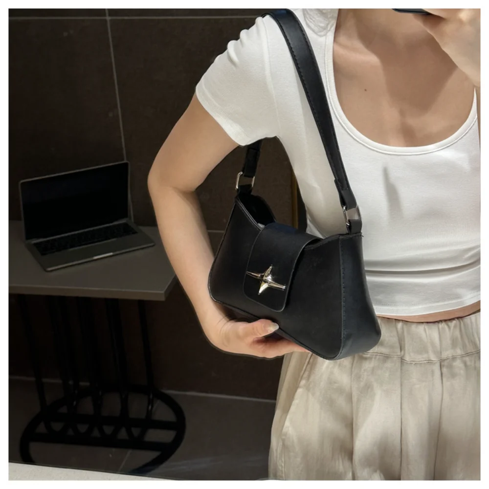 Simple Solid Color Shoulder Bag Fashion Trendy Casual Clutch Bag Large Capacity Handbag Personalized Small Square Underarm Bag