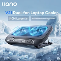 Llano V21 14cm ventiladores duales enfriador de computadora portátil 14 ""-17,3"" iluminación ajustable plegable enfriador de computadora portátil almohadilla enfriadora ventilador de luz LED
