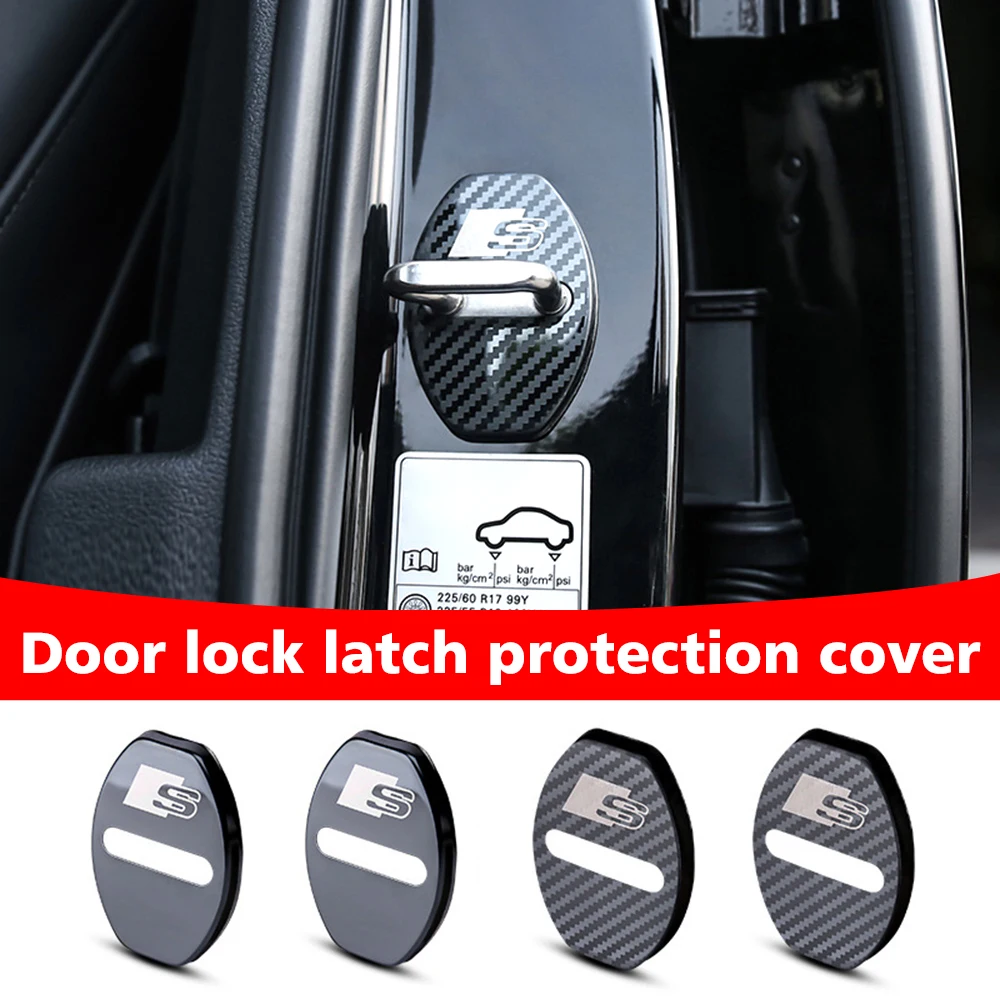 NEW 4Pc Stainless Steel Door Lock Cover Case For R Passat Sagitar Golf 7 Tiguan Door Lock Protective Cover Car Accsesories