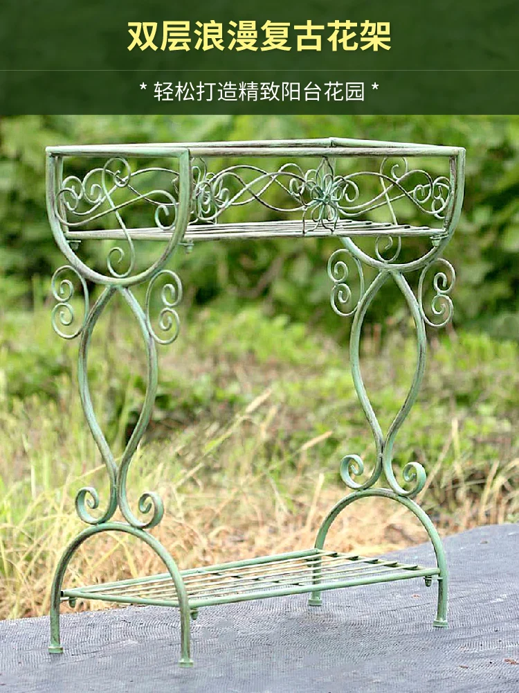 

Flower stand outdoor wrought iron floor outdoor courtyard garden balcony terrace decoration multi-layer succulent rack
