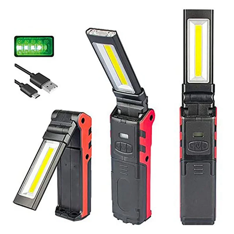 VELIF-3X Super Bright COB LED Working Light With Magnetic Base & Hook USB Rechargeable Dimmable Flashlight
