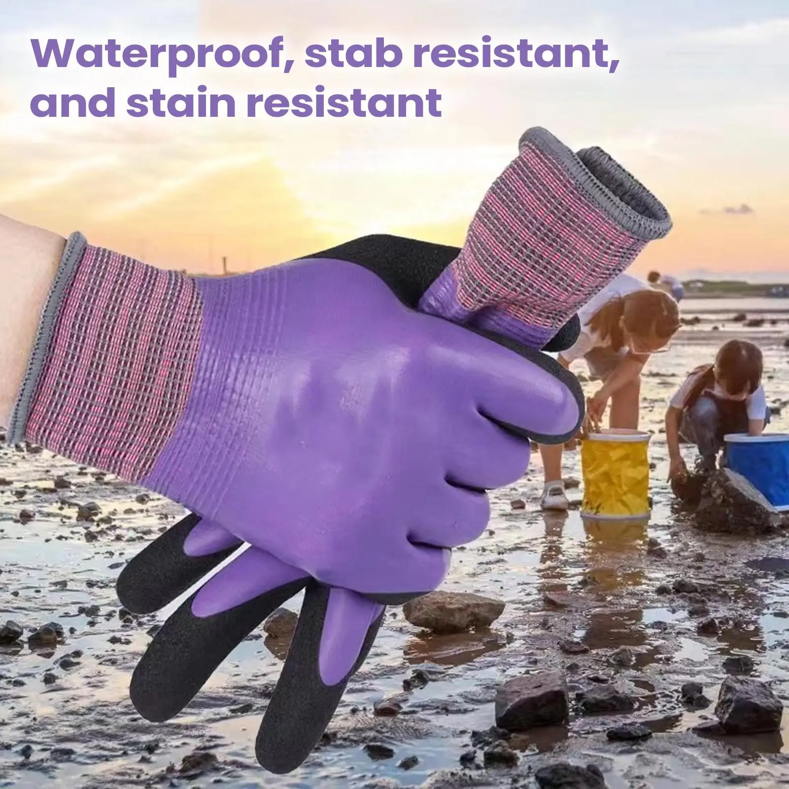 Waterproof Latex Safety Gloves on-Slip Elastic Work Mitts Unisex for Work Cleaning Kitchen Cooking Gardening Oven Seafood