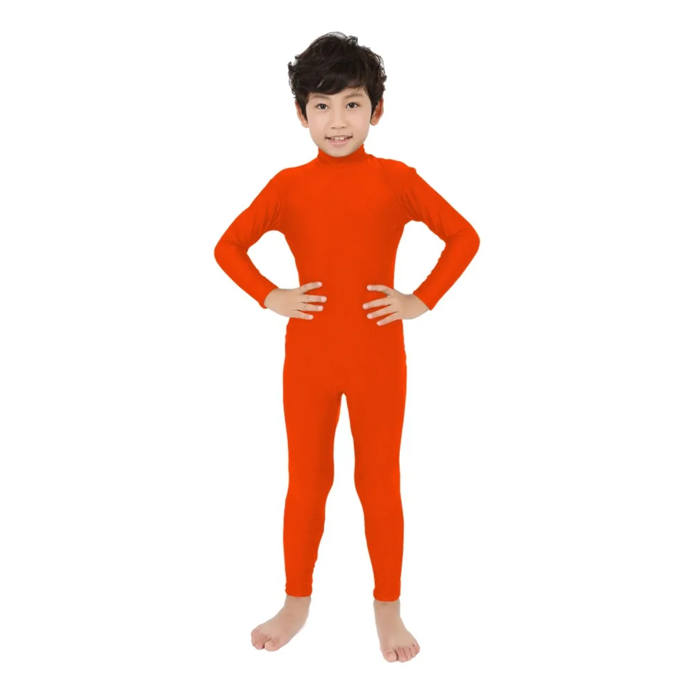 Kid Spandex Full Body Zentai Suit Dance Unitard Costumi per Halloween Bambino Balletto Vestito stretto Dolcevita Tuta in nylon Cosplay
