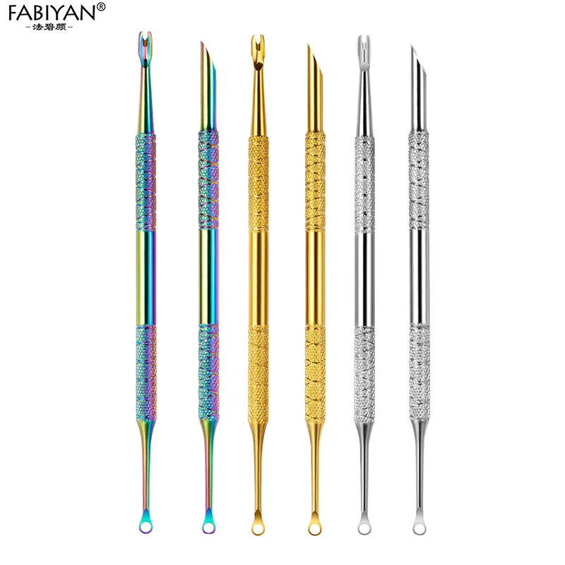 Nail Double-ended Stainless Steel Circle Beveled Head Cuticle Pusher Remover Manicure Sticks Tool Dead Skin Pusher Remover