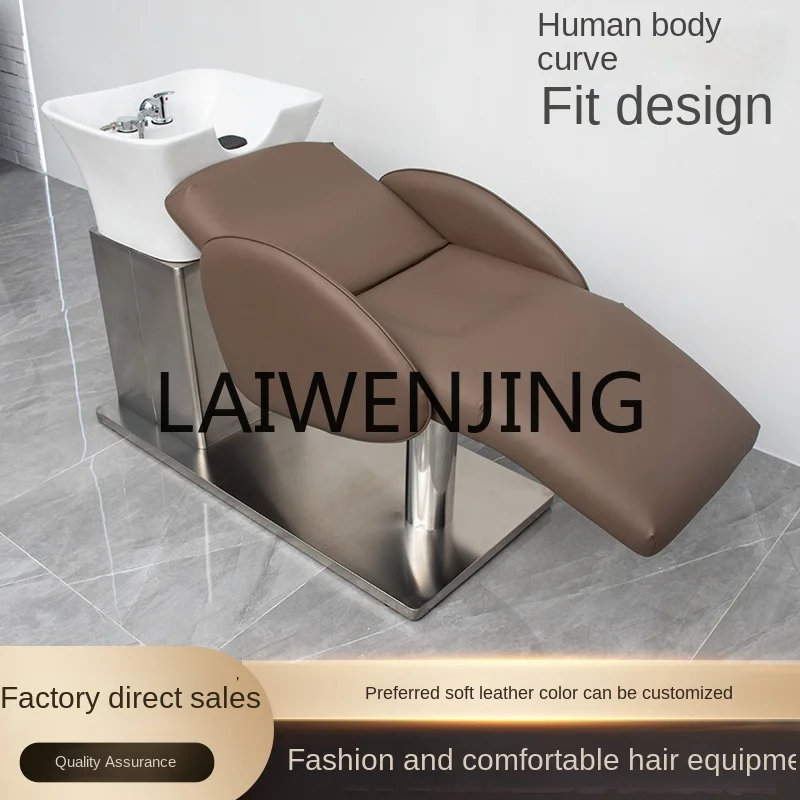 Barber Shop High-End Shampoo Chair Hair Salon Dedicated Ceramic Basin Lying Half Flushing Bed