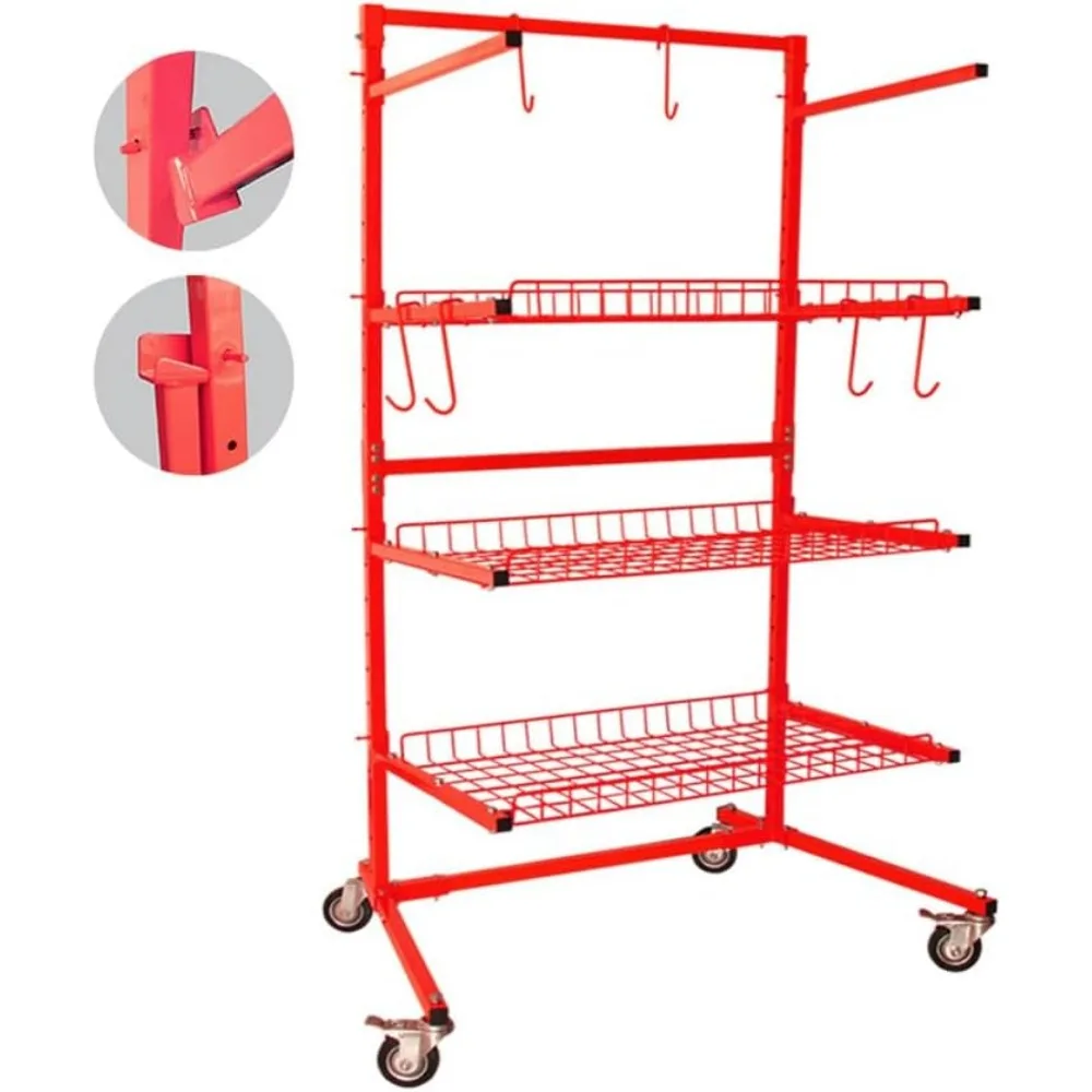 رف تخزين الأدوات المعدني الصناعي ذو 3 أرفف مع عجلات قفل لإدارة الأجزاء شديدة التحمل #6
