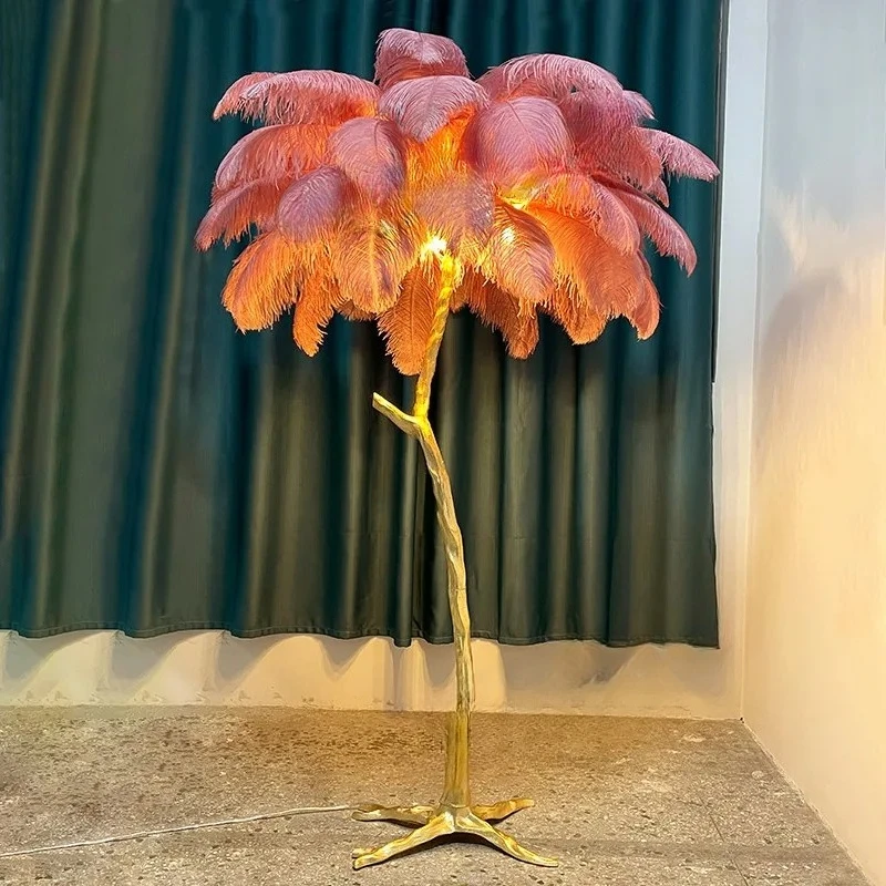 

Nordic Ostrich Feather Floor Lamp Stand Light 1.7M Modern Interior Lighting Living Room Decor Home Floor Bedside Standing Lamps