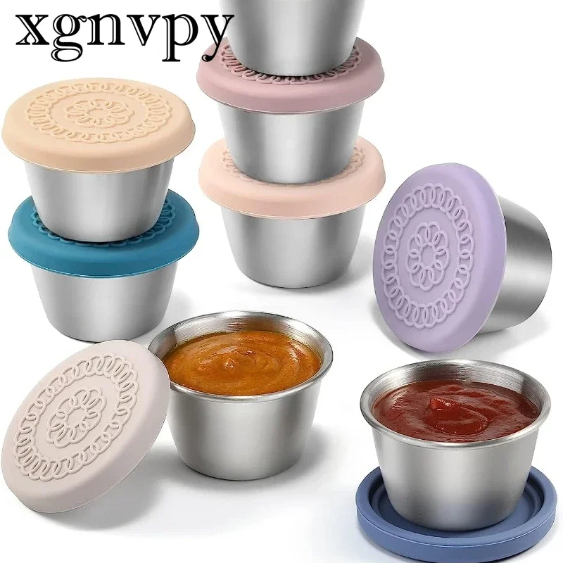 xgnvpy Salad Dressing Container Lids Reusable Sauce Cups Leak Proof Silicone Lids for Lunch Bento Box Picnic Travel Set