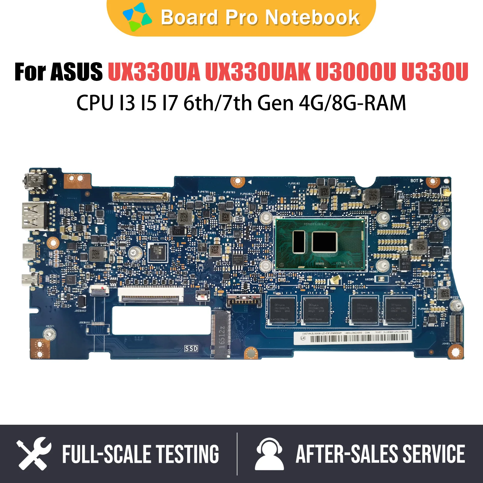 UX330UAR Mainboard For ASUS UX330U UX330UAK UX330UA Laptop Motherboard I3 I5 I7 8th Gen CPU 8GB RAM 100% Test OK