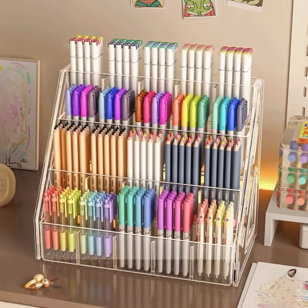 3/4/5 Layers Watercolor Pencil Storage Rack Acrylic Partition Nail Polish Display Organizer Space-Saving Clear