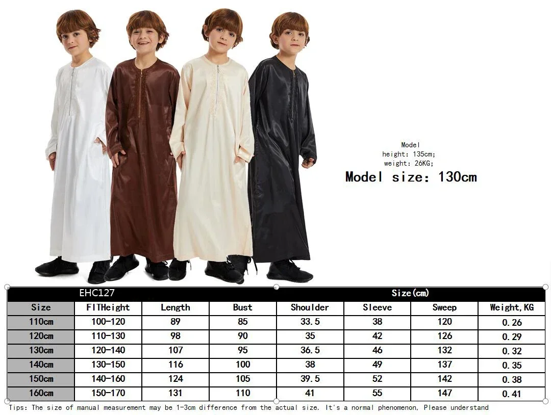 Túnica musulmana de Ramadán Eid para adolescentes, vestido árabe islámico de manga larga para niños, Jubba Thobe Abaya Dubai, ropa para niños, Turquía, Oriente Medio