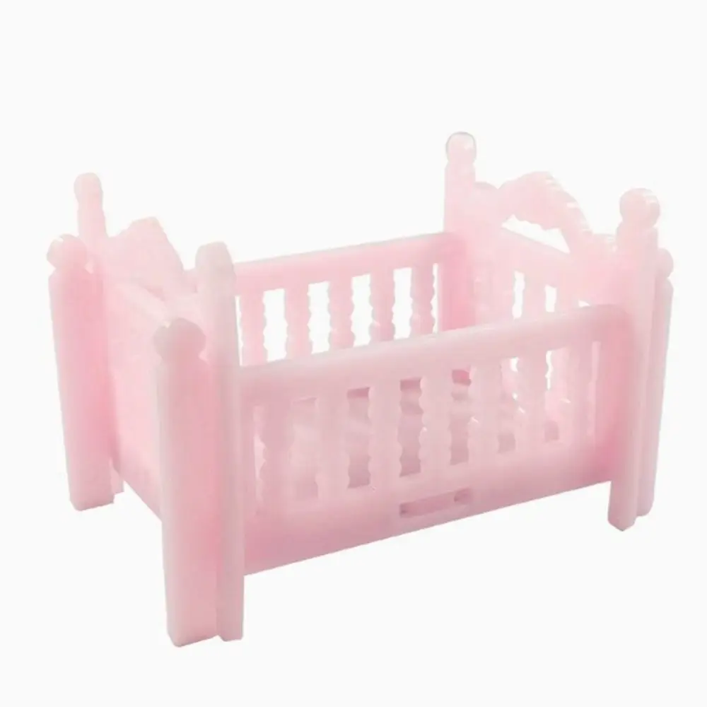 New 1:12 Dollhouse Miniature Decorate Accessory Wooden Hand Woven/Plastic Nursery Cradle Crib Cot Bedding Set